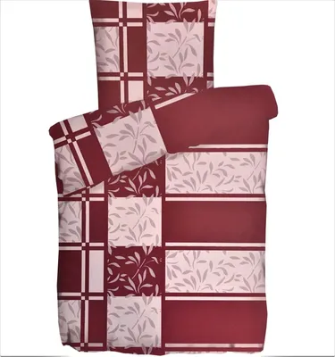 Produktbild von 2-teilig Winter Biber Baumwolle Bettwäsche-Set Bettgarnitur Bettbezug Bett 135x200 Kissenbezug 80x80 NEU Warm Weich Karo Blätter Geblümt Bordeaux Rosa