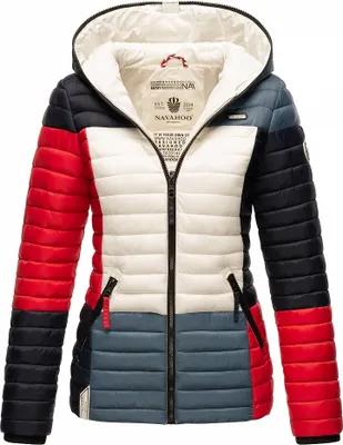 Produktbild von Navahoo Damen Jacke Steppjacke Outdoor Übergangsjacke gesteppt Kapuze Multikulti French Tricolore Gr. 36 - S