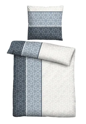 Produktbild von Traumhaft schlafen - Castell - Markenbettwäsche Feinbiber Bettwäsche 0301109 LÄNGSMUSTER color: taubenblau, size: 1x 135x200 cm + 1x 80x80 cm