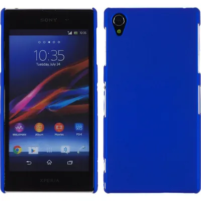 Produktbild von PhoneNatic Case kompatibel mit Sony Xperia Z1 - Hülle blau gummiert Hard-case + 2 Schutzfolien