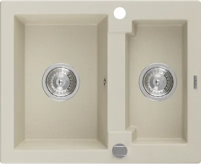 Produktbild von Mexen Carlos 1,5-Becken-Granitspüle 582 x 475 mm, Beige, Siphon chrom - 6518581500-69