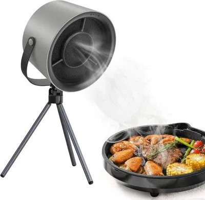 Produktbild von Handgebläse, tragbare Küchenabzug, Abzug mit drei Geschwindigkeiten, tragbarer Tischabzug, für Kochen, Fondue und Grillen geeignet - Schwarz