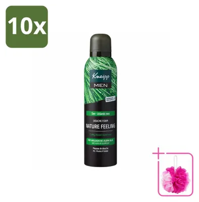Imagen del producto de 10 unidades de espuma de ducha Kneipp MEN Nature Feeling, aroma a pino, 200 ml, pack ahorro