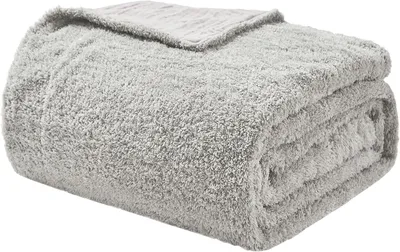 Produktbild von Baumwoll-Musselin-Decke Tischdecke auf dem Bett Sofa 130x150 cm Wende-Doppelseitig Grau