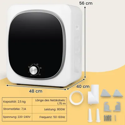 Obrázok produktu pre Mini sušička bielizne 2.5 kg s 5 programami až do 69  sušička 800 W