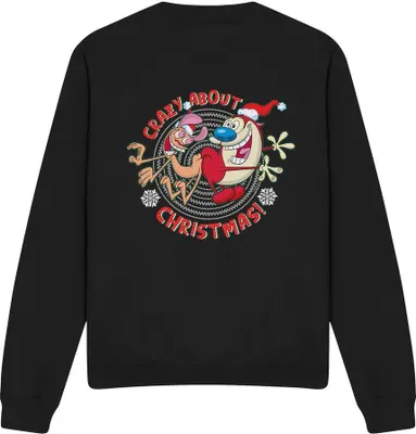 Obrázek produktu pro Ren & Stimpy - "Crazy About Christmas" Sweatshirt für Herren/Damen Uni TV12605 (XL) (Schwarz)