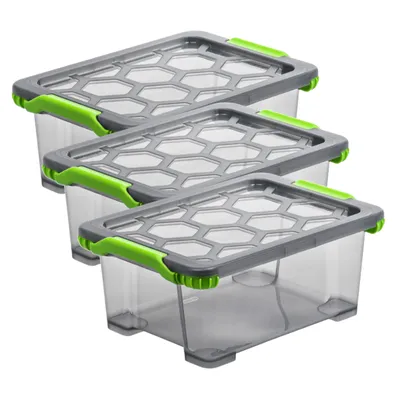 Produktbild von 3er Set Aufbewahrungsbox 11 l EVO TOTAL PROTECTION, Farbe:Anthrazit tr.