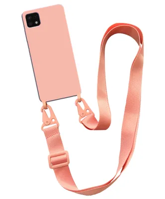 Produktbild von Smartphonica Case mit breiter Kordel für Samsung Galaxy A22 5G Silikonrückwand mit weicher Innenseite - Lachs