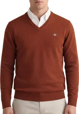 Produktbild von Gant Pullover orange Wolle gestrickt V-Ausschnitt Bündchen