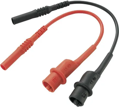 Produktbild von VOLTCRAFT MS-10-BK Sicherheits-Messleitungs-Set Lamellenstecker 4 mm Abgreifklemmen 10.00 cm Schwarz, Rot 1 St.