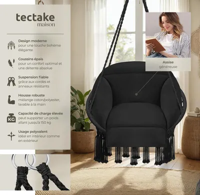 Image de Fauteuil suspendu Samira - noir
