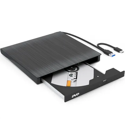 Produktbild von Strex Externe CD & DVD Laufwerke – Tragbarer DVD-Player mit USB 3.0 und USB-C Brenner | Plug & Play externes DVD-Laufwerk für Windows & Computer Geräte