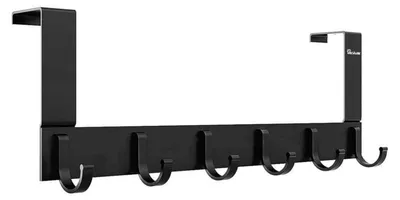 Immagine prodotto di Porta-abiti da parete con 6 ganci, appendiporta in alluminio nero, 40 cm