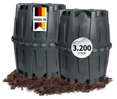 Productafbeelding van GARANTIA HERKULES verzamelput 3200 L zwart, incl. steunbuis en DIBt-goedkeuring, AI-gegenereerde afbeelding