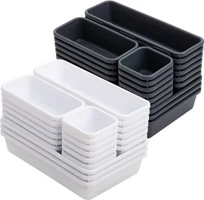 Immagine prodotto di Sistema organizer per ripiani, 42 pezzi, bianco e grigio scuro, per ufficio e bagno