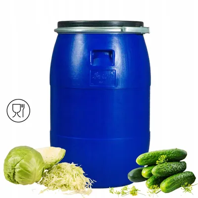 Produktbild von Fass Kunststofffass 85L Lebensmittelfass Regenfass Deckelfass Wasserfass Tonne Blau Sauerkrautfass