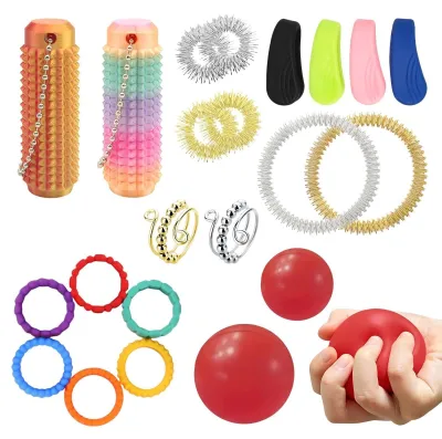 Productafbeelding van 22 stuks anti-stress speelgoed, sensorische fidget-ringen, stressvermindering en sensorisch speelgoed voor volwassenen