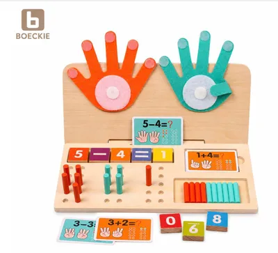 Produktbild von BOECKIE Montessori Rechenbrett aus Holz – Doppelseitiges Lernspielzeug zum Zählen & Schreiben – Pädagogisches Mathespiel für Kinder