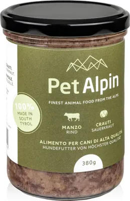 Produktbild von Pet Alpin Hundefutter: Rind & Sauerkraut In Jedem Bissen - 380 G Natürliche Nahrung
