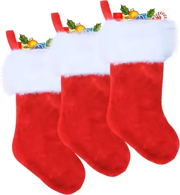 Produktbild von Weihnachtssocken - Rote Weihnachtssocken - Klassische Weihnachtssockendekorationen für die Weihnachtsdekoration