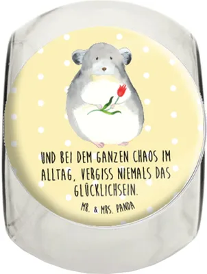 Produktbild von Mr. & Mrs. Panda Lebensmittelbehälter Chinchilla Blume XL 2000ml - Gelb Pastell - Geschenk, Kummer, Teedose, Tiermotive, Chinchillas, Chaos, Kaffeedose, Büro, Vorratsglas