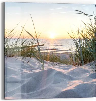 Produktbild von DEQORI Glasbild Echtglas 50x50 cm 'Ostsee Sonnenuntergang' Wandbild Bild modern Deko