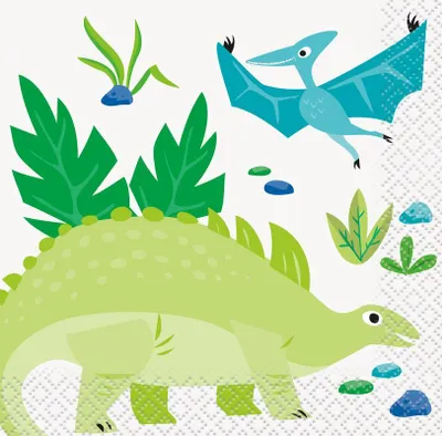Obrázek produktu pro Párty papírové ubrousky dinosaurus - 13 x 13 cm - 16 ks