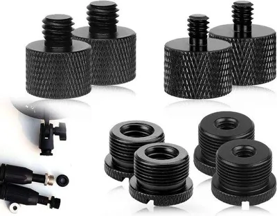 Immagine prodotto di Kit di supporti universali 8 in 1 per adattatori microfonici con connettore da 3/8" a 1/4", da 1/4" a 3/8" e da 3/8" e 1/4" a 5/8" -27 (nero)