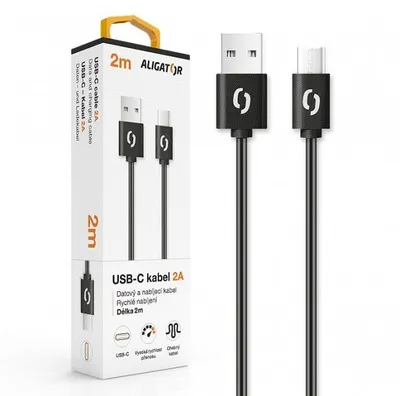 Obrázek produktu pro Datový kabel ALIGATOR 2A USB-C 2m, černý