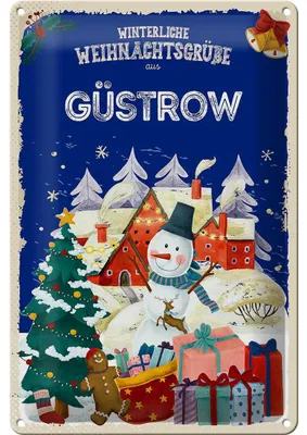 Produktbild von Blechschild Weihnachtsgrüße aus GÜSTROW 20x30cm