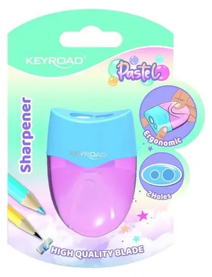 Produktbild von Strúhadlo KEYROAD plastové s dvomi otvormi, blister, mix farieb