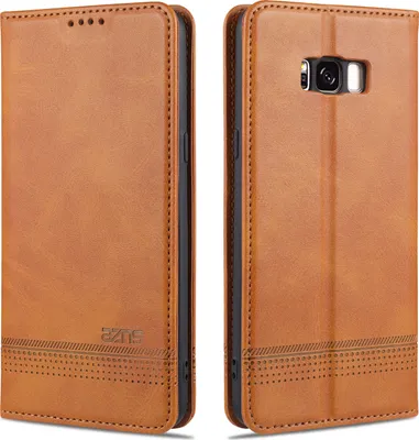 Produktbild von LaimTop LederHülle für Samsung S8, Klapphüllen Brieftasche Magnetverschluss Ständer Schutzhülle für Samsung Galaxy S8 Braun