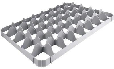 Produktbild von Contacto Einsatz für 40 Gläser, unten, Kunststoff, geeignet für 60 x 40 cm Transportboxen, max. Glasdurchmesser 6,5 cm