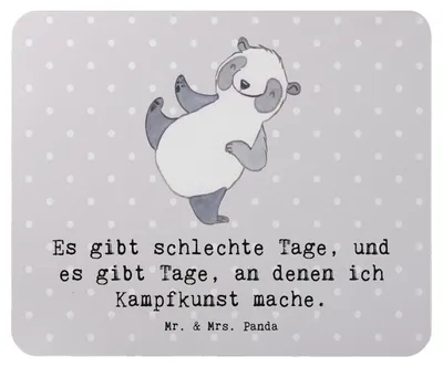 Produktbild von Mr. & Mrs. Panda Mouse Pad Panda Kampfkunst - Grau Pastell - Geschenk, Selbstverteidigung, mauspad pc, Kampfsportarten, computer, laptop mousepad