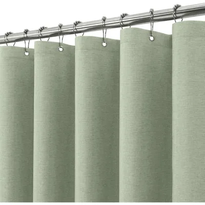 Produktbild von Duschvorhang Leinen Stoff mit Metallringen Salbeigrün 182 x 244 cm Wasserdicht Anti Schimmel Set