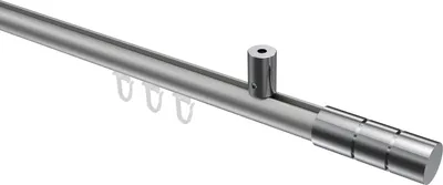 Produktbild von Interdeco Innenlaufstange / Gardinenstange mit Innenlauf Silbergrau / Chrom, Typ Sonius Elanto (Rillenzylinder) Deckenmontage, 20 mm Ø 1-läufig, 240 cm