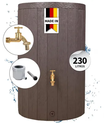 Imagen del producto de GARANTIA TIMBER set completo 230 L marrón incl. grifo de salida de latón y conector para bajante