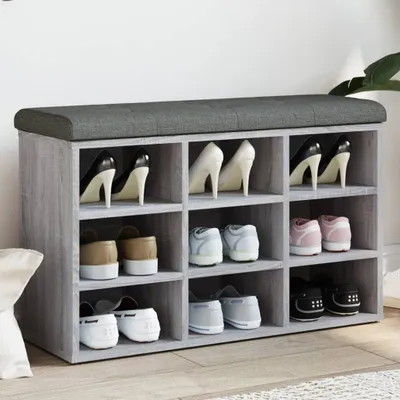 Produktbild von Design Möbel Schuhbank Grau Sonoma 82x32x50 cm Holzwerkstoff - 2024 Neu