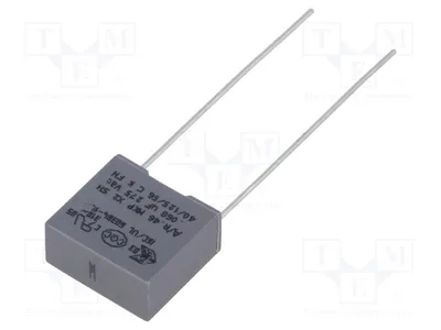 Produktbild von 5x Kondensator: X2 68nF 10mm 20% 13x6x12mm  275VAC R46KF268040H1M kondensatoren X