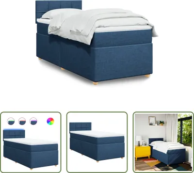 Produktbild von The Living Store Boxspringbett mit Matratze Blau 90x190 cm Stoff