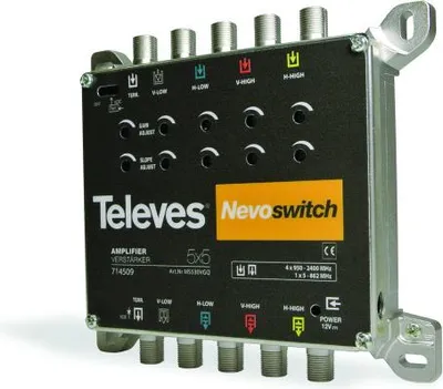 Zdjęcie produktu dla Televes 714509, 5 wejś., 5 wyjś., 950 - 2400 MHz, 47 - 862 MHz, 27 - 31 dB, IP20