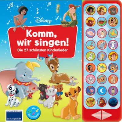 Obrázok produktu pre Disney - Komm, wir singen! Die 27 schönsten Kinderlieder - 27-Button-Soundbuch - Liederbuch mit Noten zum Mitsingen