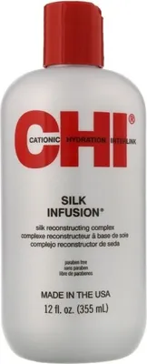 A bottle of CHI Silk Infusion hair product.