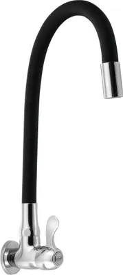Immagine prodotto di Valvola a sfera da parete 1/2" con scarico flessibile, cromato/nero opaco