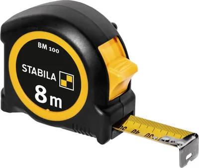 Produktbild von Stabila Taschenbandmaß BM 100, 8 m, 1000er Skala, metrisch