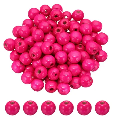 Holzkugeln 16 mm, 100 Stück, Bastelkugeln für DIY-Schmuck, Rosarot