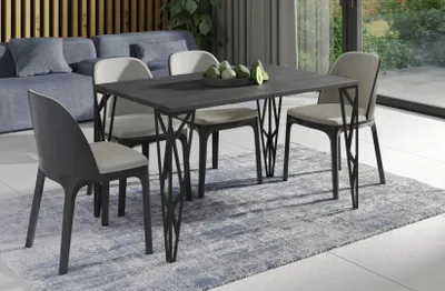 Image de Endo-Möbel Table de salle à manger Rulo 130cm - 210cm extensible Design Table de cuisine châssis métal (béton foncé)