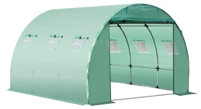 Produktbild von Ersatzfolie für 3x3x2 m Gewächshaus, robust, reißfest, 6 Fenster, Tür, Grün