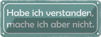 Produktbild von vianmo Blechschild 10x27 cm habe verstanden mache aber nicht Spruch Zitat