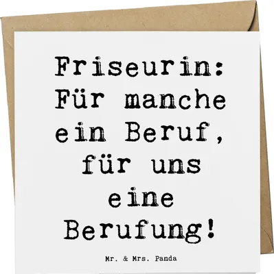 Produktbild von Mr. & Mrs. Panda Grußkarte Spruch Friseurin Berufung - Weiß - Geschenk, Haare, Beruf, anlasskarte, Schönheit, Glückwunschkarte, Klappkarte, handgefertigte Geschenke